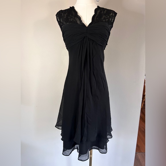 Y2K DONNA RICCO Babydoll Lace Silk Chiffon Dress Whimsigoth Fairy Grunge Size 10 - Picture 3 of 15